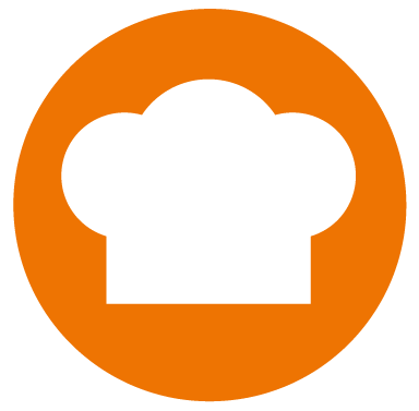 Logo mit einer weißem Kochmütze