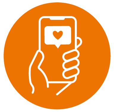 Logo mit einer weißen Hand und Mobile Phone