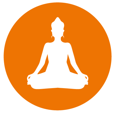 Ein Logo mit sitzendem Budha