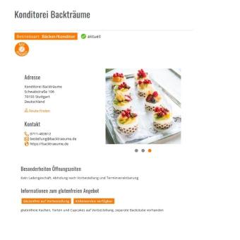 Beispiel Konditorei Glutenfrei außer Haus