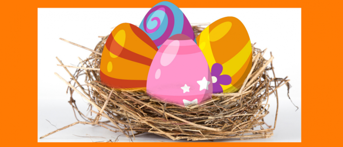Ostergewinnspiel Osterenest mit 4 bunten Eiern