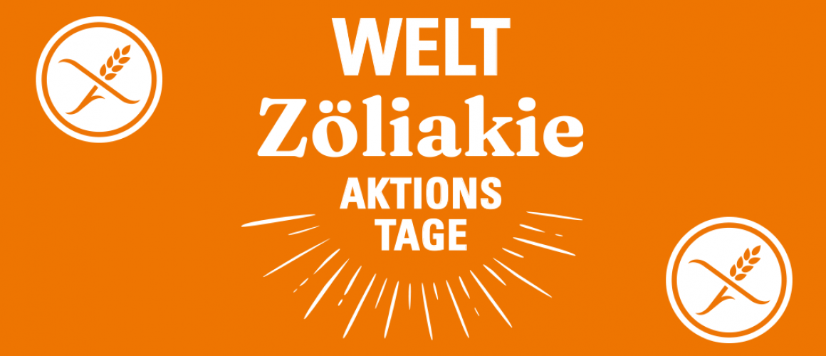 Welt Zöliakie Aktionstage Welt Zöliakie Aktionstage -Logo mit Strahlen - rechts und links Logo mit der durchgestrichenen Ähre