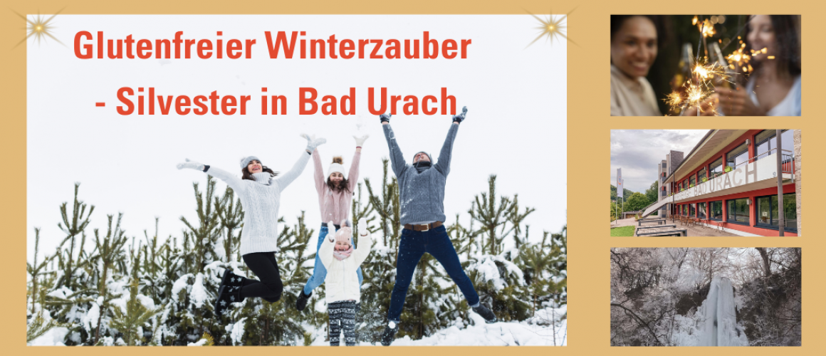 Silvester Auszeit in Bad Urach Bilder von einer glücklichen Familie im Schnee, der Jugendherberge und zwei Frauen mit Wunderkerze