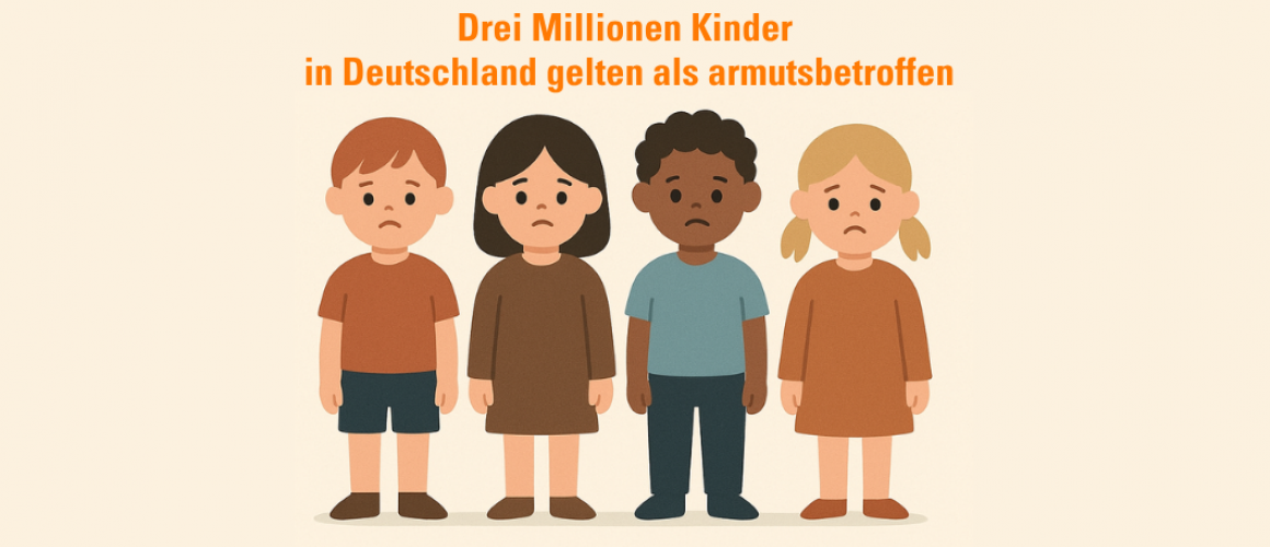 Zeichnungen von 4 kleinen Kinder, die nebeneinander stehen