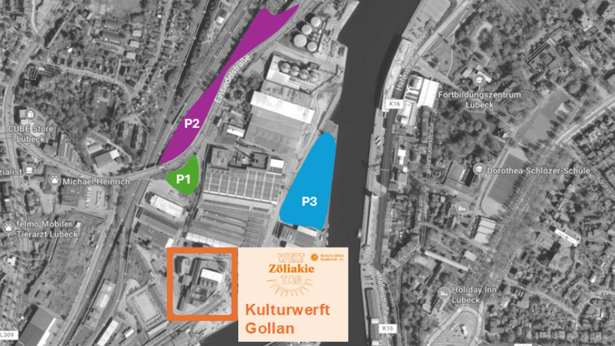 Plan mit allen Parkplätzen rund um die Gollan Werft